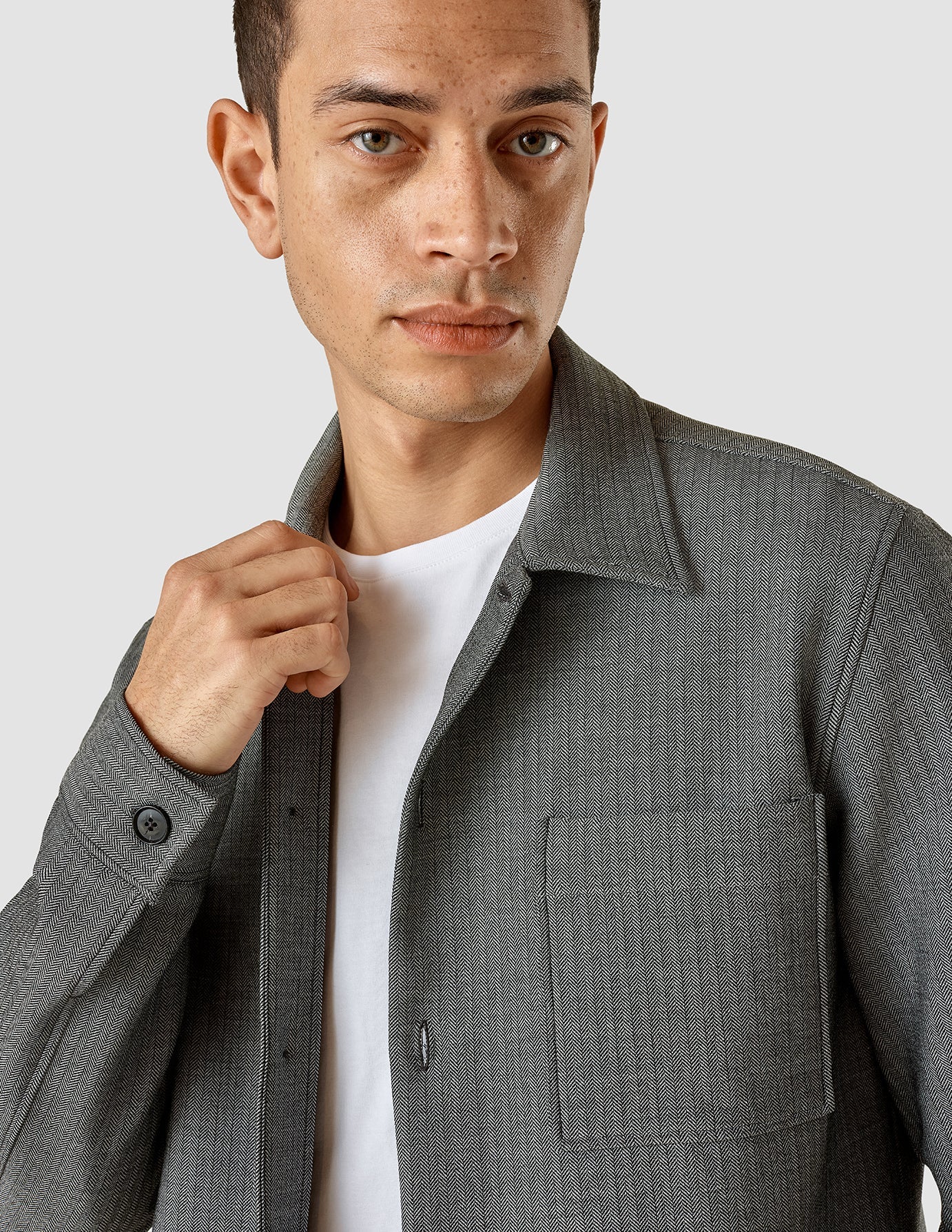 Heavy Edition Transitional Overshirt Grey Herringbone